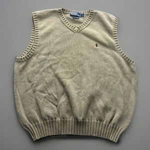 Vintage 90s Polo Ralph Lauren Sweater Vest Men's L 100% Cotton Preppy